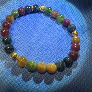Multicolor Tourmaline Beaded Bracelet handmade DIY stretchy